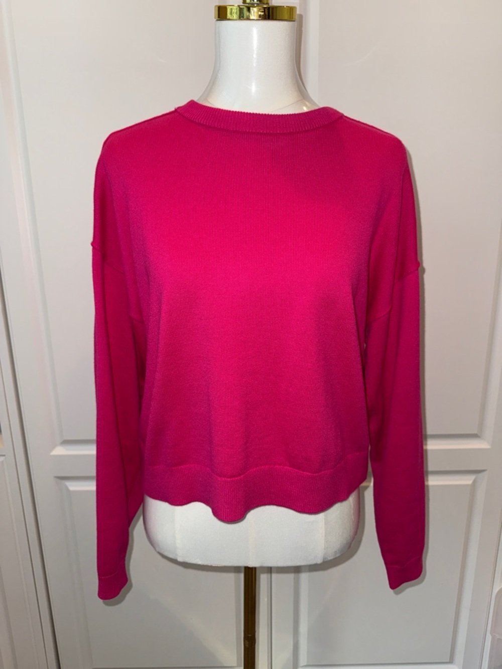 J Crew Women's Crewneck Sweater in Bright Fuchsia
